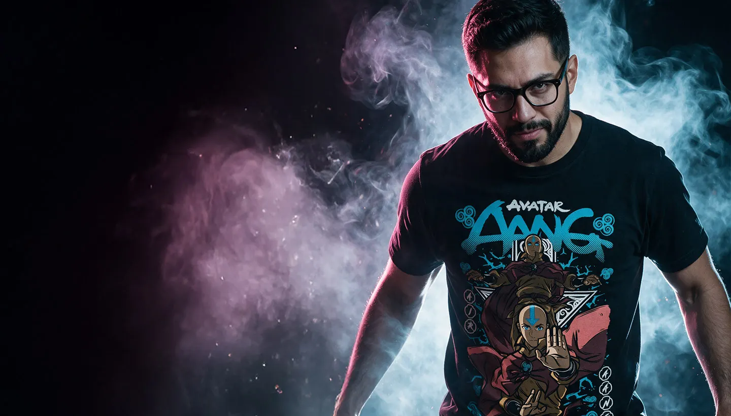 Cliente de Helldog con remera personalizada de Avatar Aang