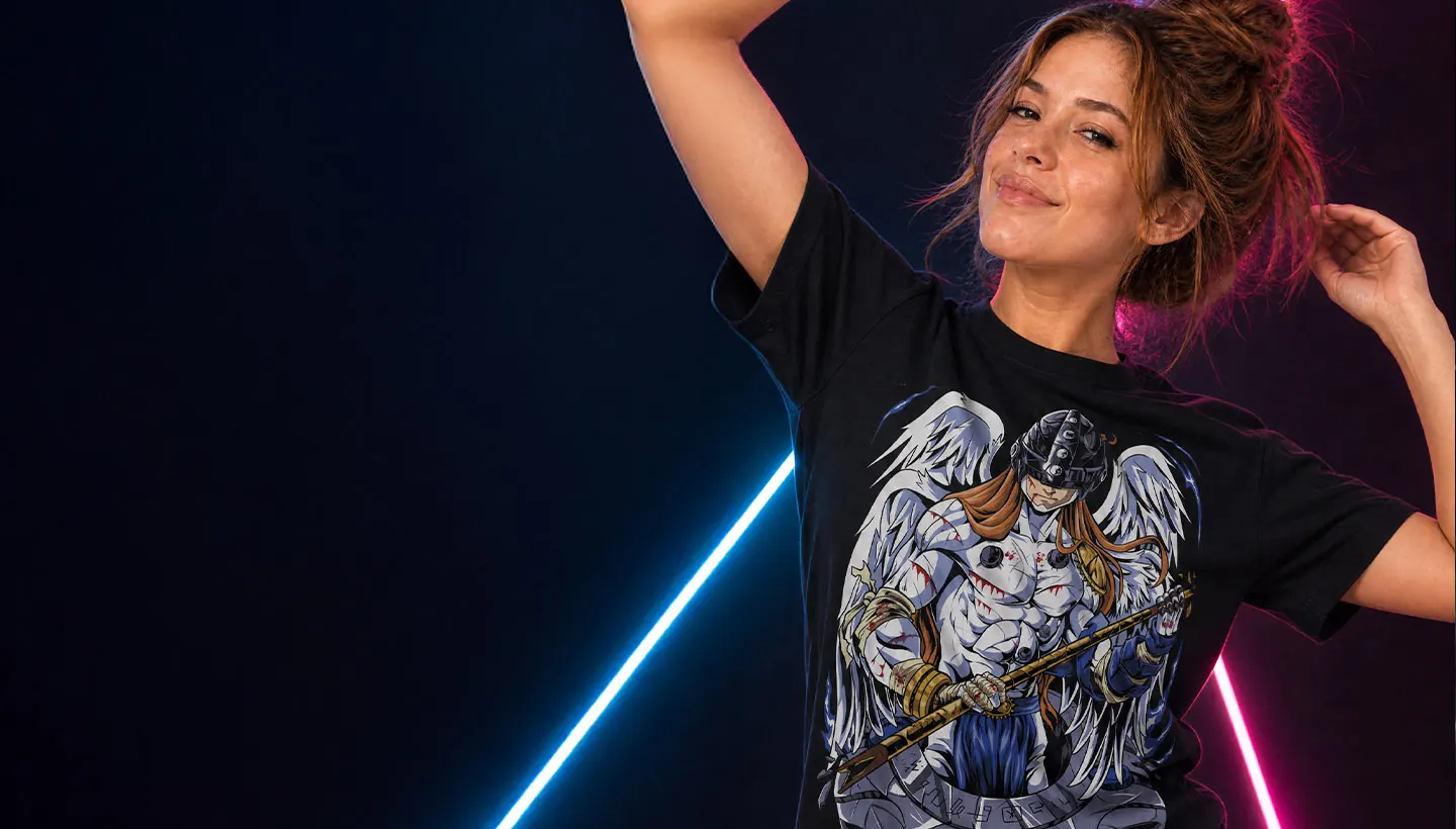Cliente de Helldog con remera personalizada de Digimon